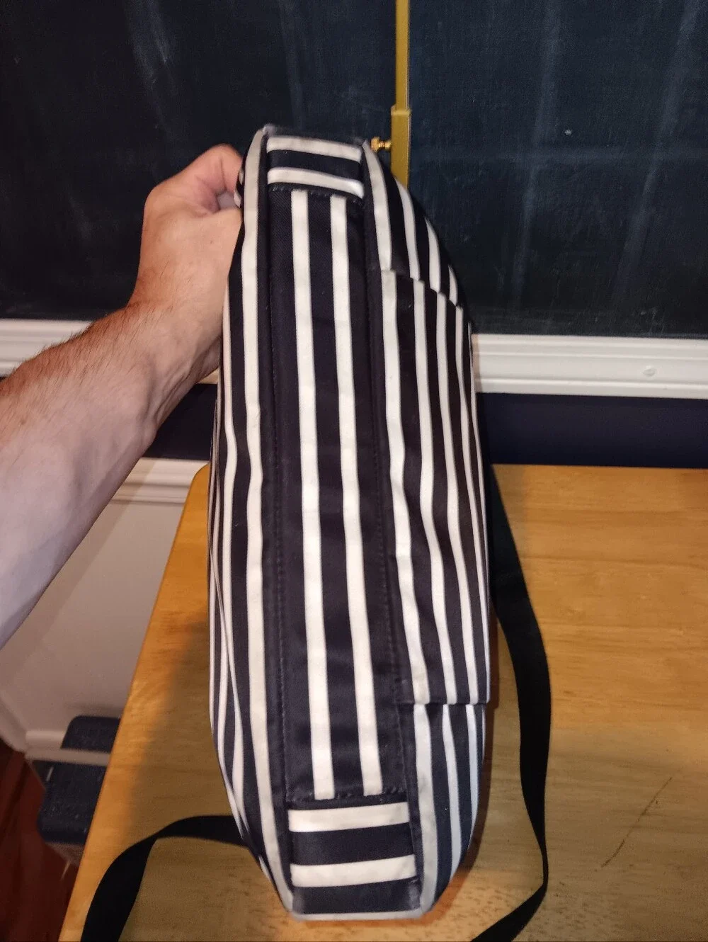 Kate Spade Canvas Striped Bag Wirh Long Strap